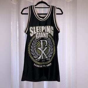 Vintage Sleeping Giant basketball jersey band tee.